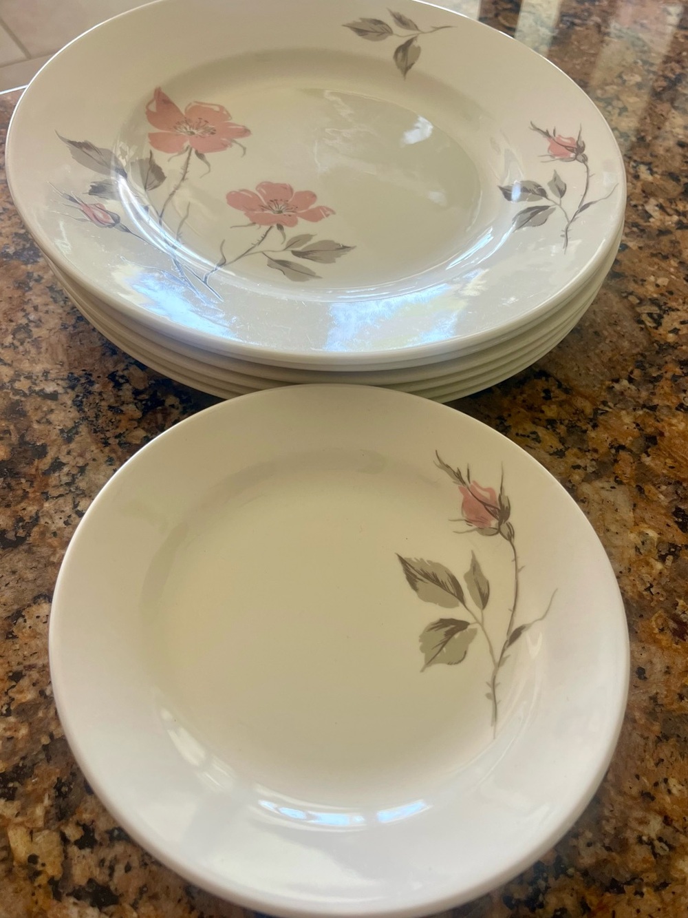 Vintage Knowles Dawn Rose designed by Kalla set of 6 dinner & salad plates